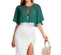 Bbonlinedress Chiffon Capes Damen Bolero elegant Sommer Schultertuch Weiche Capelets Hochzeits Umhänge Tücher für Kleider Dark Green