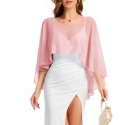 Bbonlinedress Chiffon Capes Damen Sommer Weiche Capelets leichte Tücher Wraps für Abendkleider Schal Stola elegant Umhang Pink