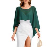 Bbonlinedress Chiffon Capes Damen Sommer Weiche Capelets leichte Tücher Wraps für Abendkleider Schal Stola elegant Umhang Dark Green