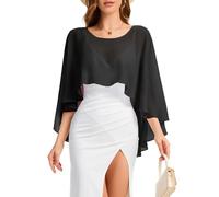Bbonlinedress Chiffon Capes Damen Sommer Weiche Capelets leichte Tücher Wraps für Abendkleider Schal Stola elegant Umhang Black