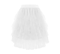 Bbonlinedress Damen Tüllrock weiß Tulle Skirt Knielang Tutu Petticoat Unterrock Cosplay Rock Kurz Tanzrock Elastisch Tüll Ballett Kostüme Karneval Fasching White M