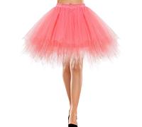 Bbonlinedress Damen Tütü Tutu Rock Minirock Petticoat Cosplay Tanzkleid Dehnbaren Mini Skater Tutu Rock Ballettrock Tüllrock Damen Tanzen Kostüme Weihnachten Coral S