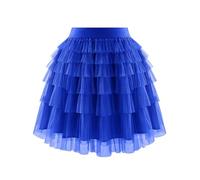 Bbonlinedress Damen Tutu Tüllrock dunkelblau Petticoat Unterrock Cosplay mini Rock Kurz Tanzrock Tüll Ballett Kostüme Karneval Fastnacht Fasching Royal Blue S