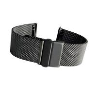 BBPLWEEA YingYou 16mm 18mm 20mm 22mm Schnellverschluss Mesh Milanese Loop Uhrenarmband Edelstahl Metall Faltschließe Handschlaufe Zubehör(Black,22mm)