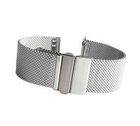 BBPLWEEA YingYou 16mm 18mm 20mm 22mm Schnellverschluss Mesh Milanese Loop Uhrenarmband Edelstahl Metall Faltschließe Handschlaufe Zubehör(Silver,22mm)