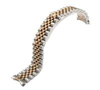 BBPLWEEA YingYou 20 Mm 316L Edelstahl Jubiläumssilber Zweifarbiges Roségold Armbanduhrarmband Armband Massive Schraubverbindungen Gebogenes Ende(Middle Gold)