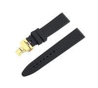 BBPLWEEA YingYou 21mm 23mm Kautschuk Uhrenarmband für Taucheruhr Silikon Schwarz, goldene Schnalle, 21mm