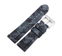 BBPLWEEA YingYou 22mm 24mm 26mm Camouflage Bunte Gummi Uhr Band Kompatibel Mit Herren Uhr Uhr Strap Kompatibel Mit Getriebe s3 Klassische Panerai(Black Silver Buckle,24mm)