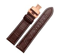 BBPLWEEA YingYou Echtleder-Uhrenarmband For Damen Und Herren, Kompatibel Mit Armani AR1945 1946 AR2500 2502 1981, Rindsleder-Uhrenarmband 14 18 20 22 Mm Armband(Brown white-rose B,18mm)