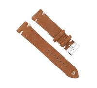 BBPLWEEA YingYou Hohe qualität Wildleder Leder Vintage Uhr umgurte Blaue Armbands ersatzgurt for Uhr zubehör 18mm 20mm 22mm 24mm(Brown-White Line,22mm)