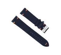 BBPLWEEA YingYou Hohe qualität Wildleder Leder Vintage Uhr umgurte Blaue Armbands ersatzgurt for Uhr zubehör 18mm 20mm 22mm 24mm(DarkBlue-Orange Line,18mm)