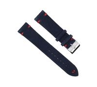 BBPLWEEA YingYou Hohe qualität Wildleder Leder Vintage Uhr umgurte Blaue Armbands ersatzgurt for Uhr zubehör 18mm 20mm 22mm 24mm(DarkBlue-Red Line,24mm)