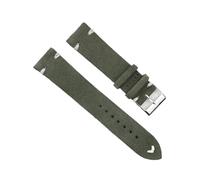 BBPLWEEA YingYou Hohe qualität Wildleder Leder Vintage Uhr umgurte Blaue Armbands ersatzgurt for Uhr zubehör 18mm 20mm 22mm 24mm(Green-White Line,18mm)