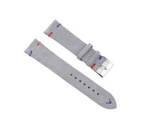 BBPLWEEA YingYou Hohe qualität Wildleder Leder Vintage Uhr umgurte Blaue Armbands ersatzgurt for Uhr zubehör 18mm 20mm 22mm 24mm(Gray-Red Blue Line,24mm)