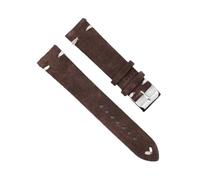 BBPLWEEA YingYou Hohe qualität Wildleder Leder Vintage Uhr umgurte Blaue Armbands ersatzgurt for Uhr zubehör 18mm 20mm 22mm 24mm(Coffee-White Line,18mm)