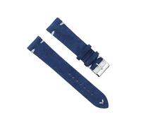 BBPLWEEA YingYou Hohe qualität Wildleder Leder Vintage Uhr umgurte Blaue Armbands ersatzgurt for Uhr zubehör 18mm 20mm 22mm 24mm(Royalblue-White Line,20mm)