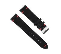 BBPLWEEA YingYou Hohe qualität Wildleder Leder Vintage Uhr umgurte Blaue Armbands ersatzgurt for Uhr zubehör 18mm 20mm 22mm 24mm(Black-Red Line,24mm)