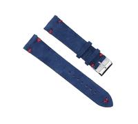 BBPLWEEA YingYou Hohe qualität Wildleder Leder Vintage Uhr umgurte Blaue Armbands ersatzgurt for Uhr zubehör 18mm 20mm 22mm 24mm(Royalblue-Red Line,24mm)