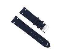 BBPLWEEA YingYou Hohe qualität Wildleder Leder Vintage Uhr umgurte Blaue Armbands ersatzgurt for Uhr zubehör 18mm 20mm 22mm 24mm(DarkBlue-White Line,24mm)