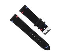 BBPLWEEA YingYou Hohe qualität Wildleder Leder Vintage Uhr umgurte Blaue Armbands ersatzgurt for Uhr zubehör 18mm 20mm 22mm 24mm(Black-Red Blue Line,24mm)