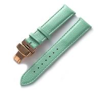 BBPLWEEA YingYou Lederuhr Mit Grünem, Weichem Rindsleder-Accessoire For Herren Und Damen, Kompatibles Longines-Tissot-Armband(Light blue rose,15)