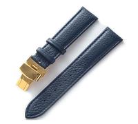 BBPLWEEA YingYou Lederuhr Mit Grünem, Weichem Rindsleder-Accessoire For Herren Und Damen, Kompatibles Longines-Tissot-Armband(Dark blue gold,13)