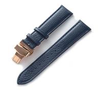 BBPLWEEA YingYou Lederuhr Mit Grünem, Weichem Rindsleder-Accessoire For Herren Und Damen, Kompatibles Longines-Tissot-Armband(Dark blue rose,14)