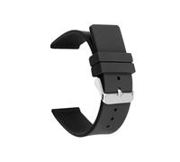 BBPLWEEA YingYou Silikon-Uhrenarmband, 12 mm, 14 mm, 16 mm, 18 mm, 20 mm, 22 mm, 24 mm, kompatibel mit Omega-Uhrenarmband aus weichem Kautschuk (Schwarz, Silberschnalle, 18 mm)