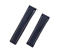 BBPLWEEA YingYou Uhrenband kompatibel mit dem Breitling-Riemen, kompatibel mit Navitimer-Welt Avenger Superocean Gürtel 20mm 22mm 24mm Logo(Dark blue falt,WITHOUT BUCKLE_20MM)