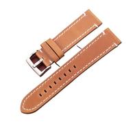 BBPLWEEA YingYou Vintage Echtes Leder Armbands 7 Farben Gürtel 18mm 20mm 22mm 24mm Frauen Männer Rindsleder Uhr Band Strap Zubehör(Brown Silver Clasp,20mm)