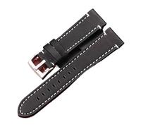 BBPLWEEA YingYou Vintage Echtes Leder Armbands 7 Farben Gürtel 18mm 20mm 22mm 24mm Frauen Männer Rindsleder Uhr Band Strap Zubehör(Black Silver Clasp,20mm)