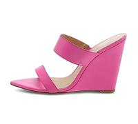 bbruriy Damen-Pantoletten mit Keilabsatz und spitzer Zehenpartie, Slip-on-Sandalen mit Zwei Riemen und Absatz, offene Zehen, Keilabsatz, Kunstleder, rückenfrei, High Heels, Pumps, Party,Rosa,38