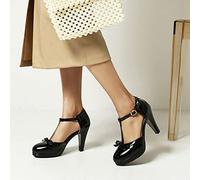 bbruriy Frauen Plattform High Chunky Heels Mary Janes Schuhe Damenmode T-Strap Dress Comfort Pumps mit Schleife,Schwarz,40