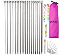 BCMRUN 22 Stück 2,0 mm (B) - 8 mm (Länge) Edelstahl-Stricknadeln mit einspitziger Spitze (11 Paar, 11 Größen, 35,6 cm) mit großer Öse, 36 cm