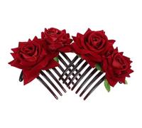 BCOATH 2 Stück Rosenblüten Haarkamm aus Stoff mit Stabilem Halt Eleganter Haarkamm für Damen für Geburtstag und Weihnachten Rote Haarklammer im Rosen Design