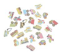 BCOATH 50 Stück Holzknöpfe im Cartoon Transport Design Kreative Selbstgemacht Knöpfe zum Nähen Bunte Bastelknöpfe für Kleidung und Scrapbooking Geeignet Zufällige Farbe