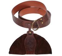 BCOATH Mittelalterlicher Wikinger Ledergürtel mit Gürteltasche Komfortabler Brauner Hüftbeutel im Vintage Stil für Cosplay und Dekorative Nutzung