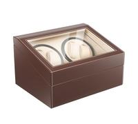 Bdneygtyr Uhrenbeweger 4 Uhren mit 6 Lagerfächern, Automatic Watch Winder mit Bidirektionaler Drehung - Uhrenbox aus Glas & Velours für Automatikuhren, Leiser 10dB Motor, EU Stecker