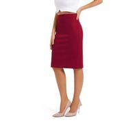 BDQING Damen Bleistiftrock aus Velourslederimitat, rot, Mittel