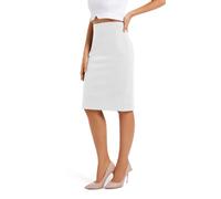 BDQING Damen Midi-Bleistiftrock aus Wildlederimitat, Weiss/opulenter Garten, X-Groß