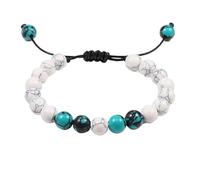 BDXMKS Kristall Armband Schwarzes Lavastein-Kronen-Charm-Tigerauge-Perlen-Armband for Männer und Frauen, geflochtene Armbänder, handgefertigt, verstellbarer Schmuck(Black Zinc Plated)