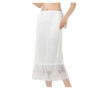 BDXMKS Satin Rock Unterrock Halbslips Kleid for Damen Sommer Dünne Eisseide Taille Elastische Anti-Penetration Unterrock Futter Spitze(White lace 72cm)