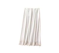BDXMKS Satin Rock Unterrock Halbslips Kleid for Damen Sommer Dünne Eisseide Taille Elastische Anti-Penetration Unterrock Futter Spitze(White lace 70cm)