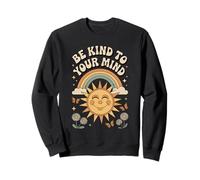 Be Kind to Your Mind Retro 70er Jahre Regenbogen Mental Health Sweatshirt