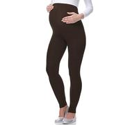 Be Mammy Lange Umstandsleggings aus Viskose Leggings Blickdicht Damen, Maternity Clothing, Ideal für die Schwangerschaft BE-02 (Braun, L)