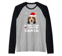 Be Nice to Me I Know Santa Basset Hound Dog Christmas Xmas Raglan