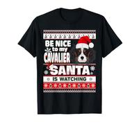 Be Nice to Me I Know Santa Cavalier Dog Christmas Xmas T-Shirt