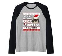 Be Nice to Me I Know Santa Pekingese Dog Christmas Raglan