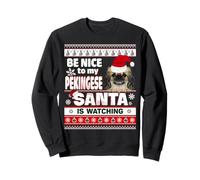 Be Nice to Me I Know Santa Pekingese Dog Christmas Sweatshirt