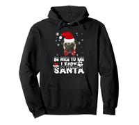 Be Nice to Me I Know Santa Pug Dog Funny Christmas Xmas Pullover Hoodie